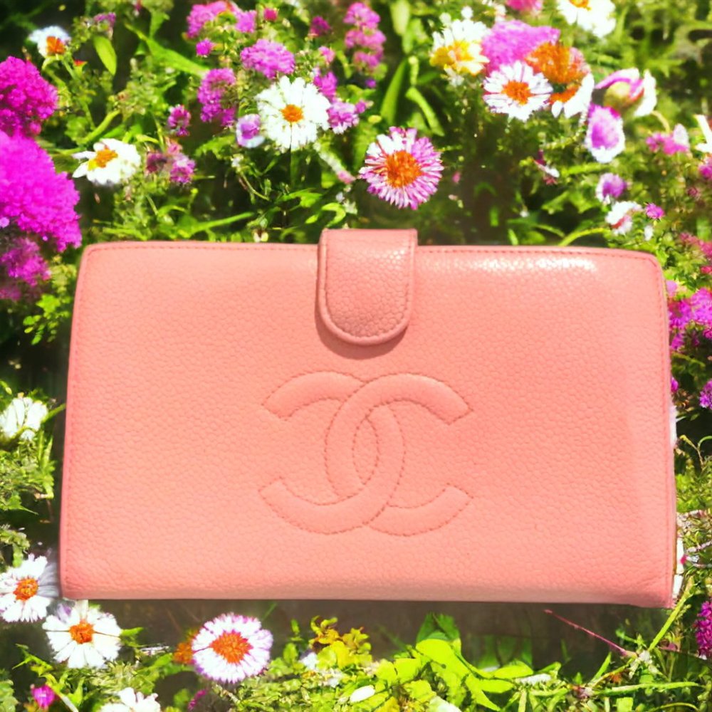 Chanel Caviar Long Wallet in Pink - Authentic